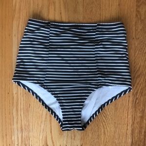 High waisted striped bikini bottoms